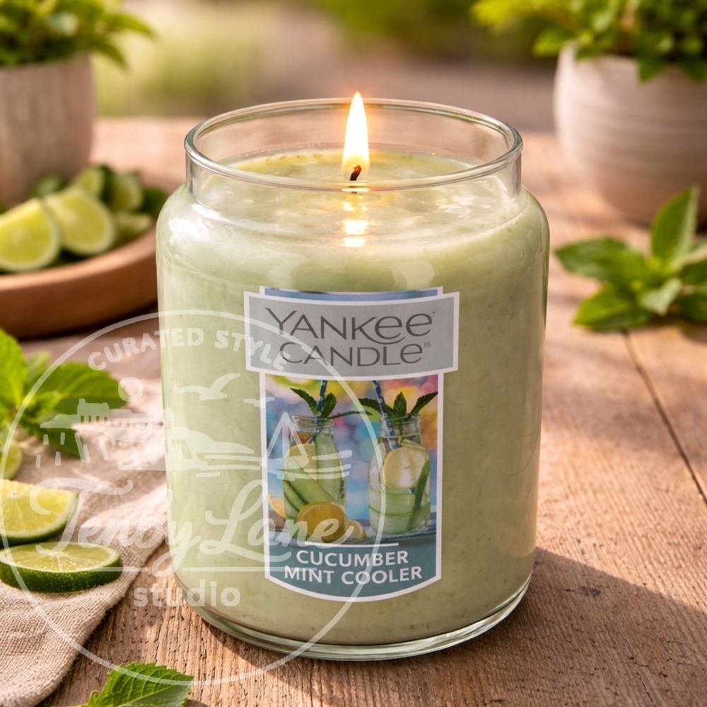 Yankee Candle Cucumber Mint Cooler 22oz‎ Large Jar Fresh Cool Herbal